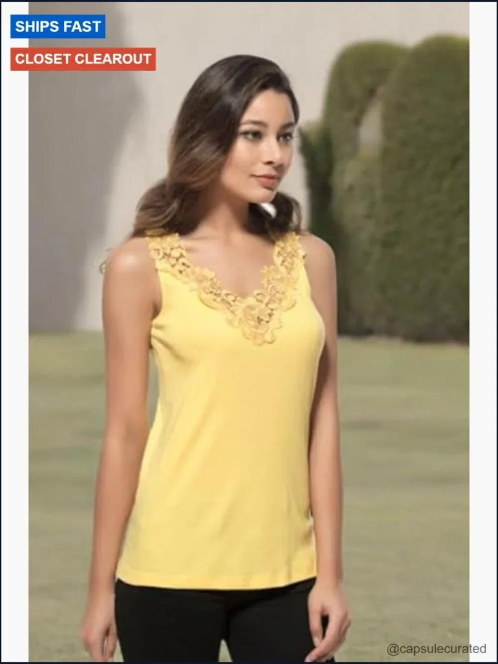 Women's Cotton Lace Trim Camisole Tank Top Breathable Sleeveless Undershirt